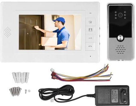 Kabelgebundene Video-Gegensprechanlage, 7-Zoll-Farb-HD-Video-Türsprechanlage für Villa-Gebäude, AC100-240 V (EU-Stecker)