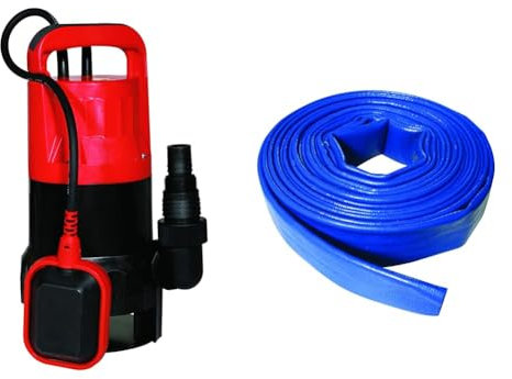 Spid'O ECOP 115 Pompe d'évacuation vide cave pour eaux chargées, 550 W, 12 m3/h, composite Rouge & Silverline 633827 Polychlorure de vinyle (PVC) Tuyau de refoulement 10 m x 25 mm