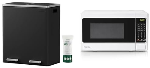 SONGMICS Double Rubbish Bin, 2 x 30L Waste and Recycling Kitchen Bin with 15 Rubbish Bags & Toshiba 800w 20L Microwave Oven with 6 Preset Recipes, 11 Power Levels