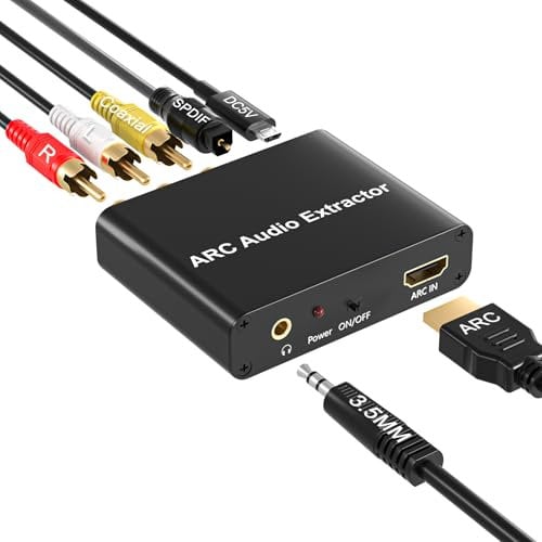 HDMI ARC Audio Extraktor,192KHz DAC Wandler mit Digital Optical TOSLINK SPDIF/Coaxial and Analog 3.5mm L/R Stereo Koaxial SPDIF Audio Adapter mit HDTV Soundbar Amplifier