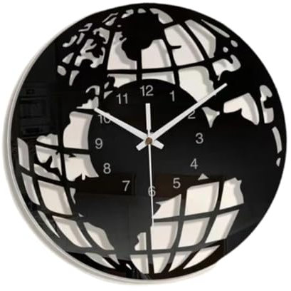 Sharplace Wanduhr mit Weltkarten-Muster, geräuschlos, tickt Nicht, präzises Uhrwerk, dekorative Heimdekoration für die Inneneinrichtung, leicht, 30cm