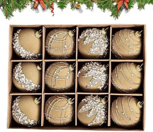 Glitzer Weihnachtskugeln, 12 Stück Samtkugeln Weihnachten, Velvet Weihnachtskugeln Samt Christbaumkugeln, 6 cm Hängende Kugeln Für Weihnachtsbaum, Weihnachtskugel Weihnachtsdeko