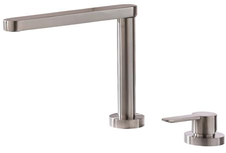 Klappbarer Wasserhahn gebürstete Front Fenster Küchenarmatur Lift Wasserhahn spart Platz Armatur Küche 2 Löcher Spültischarmatur Mischbatterie Küche