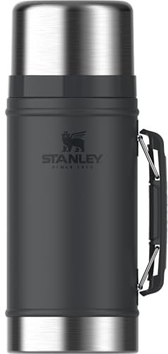 Stanley Classic Legendary Large Food Jar 1.0 qt | Vacuum Insulated Thermos Food Container | Wide Mouth Screw On Lid | Packable for Travel | Stainless Steel with Leakproof Lid | BPA Free | Black 2.0