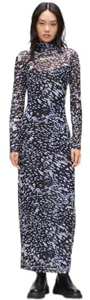 Karl Lagerfeld Jeans Damen Long Sleeve Mesh Lights All Over Print Dress