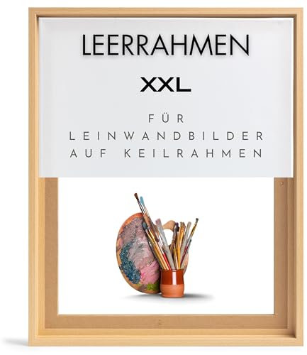 NB Akzent Schattenfugenrahmen XXL 90x100 cm - Buche Holzoptik – Leerrahmen mit Tiefeneffekt aus MDF Holz in zerlegter Form – für Leinwandbilder auf Keilrahmen