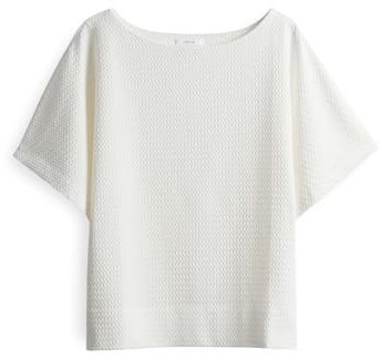 OPUS Damen Kurzarmshirt | Strukturiertes Shirt SUPPI Batwing Fit aus BCI Cotton Mix Milk, 38