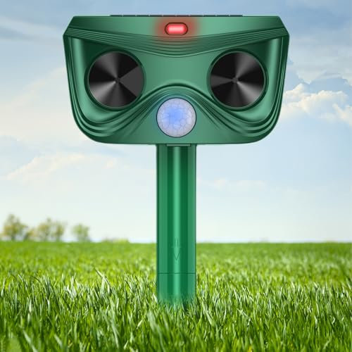 Ultrasonic Cat Repellent, Cat Deterrents Solar Mole Repellent, Outdoor Waterproof Ultrasonic Animal Repeller with PIR Motion Sensor for Cats, Dogs,Fox, Bird, Wild Animals