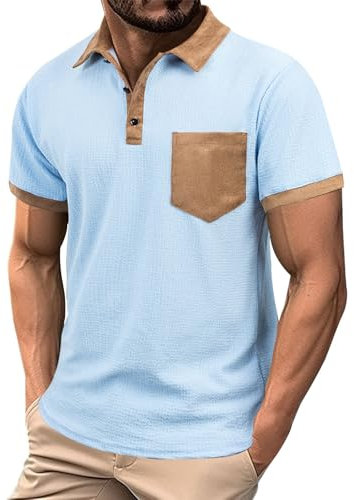 Poloshirt Herren Kurzarm Sommer Lässig Golf Sports Polohemd Einfarbig Krafttraining Shirt Mit Tasche