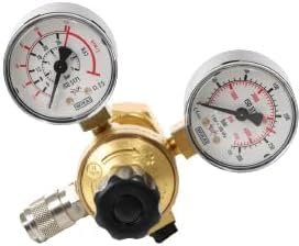 ELMAG Druckregler für Argon/CO₂/Mischgas MINI+QUICK FIT | 200 bar | 0–12 l/min | Ø 50 mm Manometer | W21,8x1/14'' RH | inkl. Schnellkupplung DN5