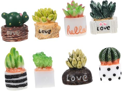 TOYANDONA 8 Pièces Mini Cactus Ornements de Plantes pour Décoration de Dollhouse Accessoires de Jardin Miniature