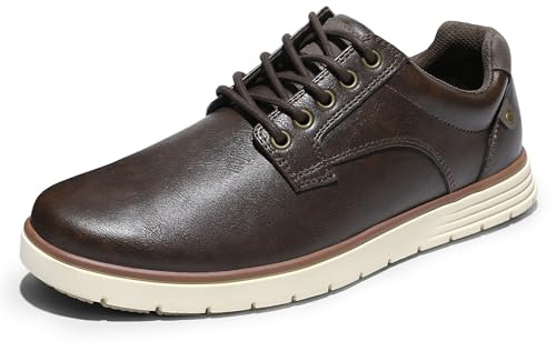 festooning Mens Casual Dress Shoes Loafers for Men Casual Sneakers Shoes Lace Up Comfortable Oxfords Slip on Dark Brown Size UK 9.5