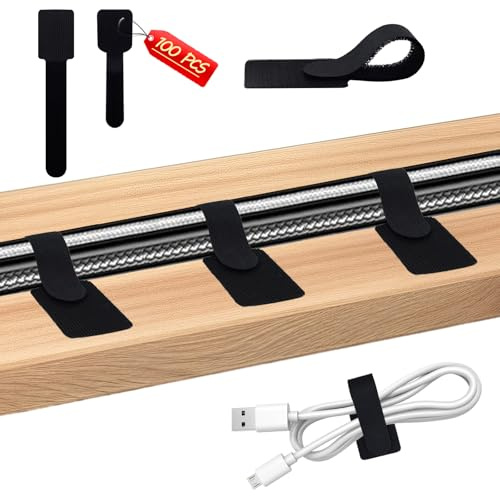 100 Stück Kabelhalter Selbstklebend, Kabelmanagement Schreibtisch Klettband Kabel Organizer 70 Kleine und 30 Große Teile, Schreibtisch Kabelbinder Kabelklemmen Kabelclips Kabelbefestigung