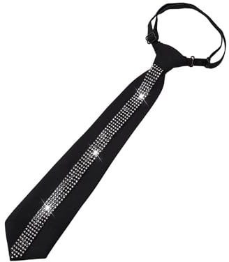ZEPFJHE Verstellbare vorgebundene schwarze Krawatte für Damen mit funkelnden Strass-Details für Partys und Geschäftstreffen, Krawatte, elegante Strass-Krawatte