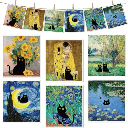 Black Cat Swedish Dishcloths for Kitchen, 6 Pack Cute Fun Reusable Swedish Dish Cloth, Absorbent Fast Drying Dish Towels for Kitchen Cooking Farmhouse Home Decoration Housewarming Gifts