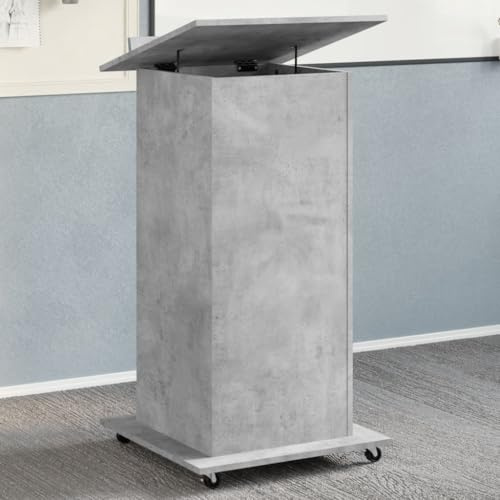 GCHDHAPB Rednerpult mit Rollen & Schublade Betongrau 55x55x107cm Holzwerkstoff