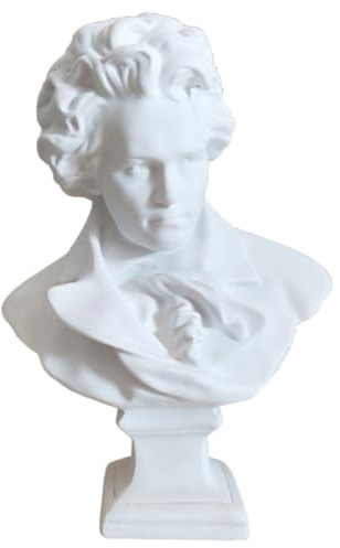 HEATSHAKING Beethoven Büste Skulptur aus Kunstharz Weiße Kunstharz Statue im Europäischen Stil Realistisch Waschbar für Wohnzimmerdeko