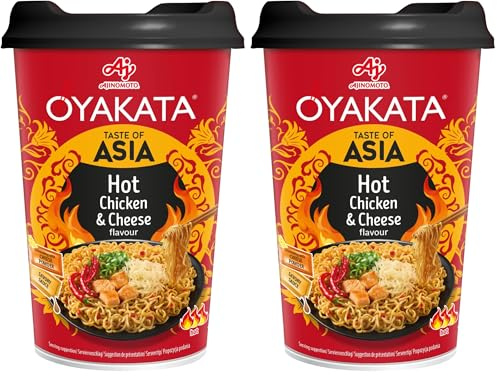 OYAKATA Instant-Nudelbecher Hot Chicken & Cheese 97 g I Scharf-würzig mit doppelt Chili, Knoblauch & Käse I Fertigmahlzeit in 3 Minuten I Perfekt für unterwegs & Zuhause I Authentische Ramen-Nudeln