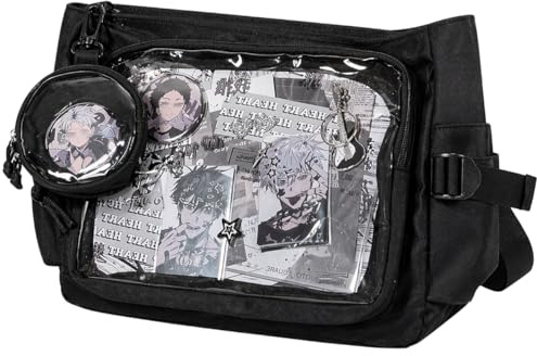 Inshere Ita Crossbody Tasche für Damen, Nylon Schultertasche mit transparentem Display-Fenster und herausnehmbarem Insert, Kawaii Messenger Tasche mit mehreren Fächern