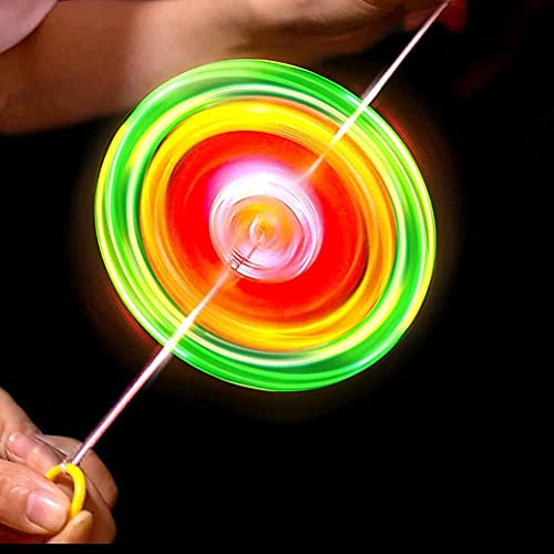 Vroomoto Kreiselspielzeug mit Zugschnur, Schwungrad, Leuchtfunktion, Blinkender Pfeife, Leuchtendem Kreisel, Hoher Rotationsgeschwindigkeit und Farbenfrohem Lichtring für und Erwachsene