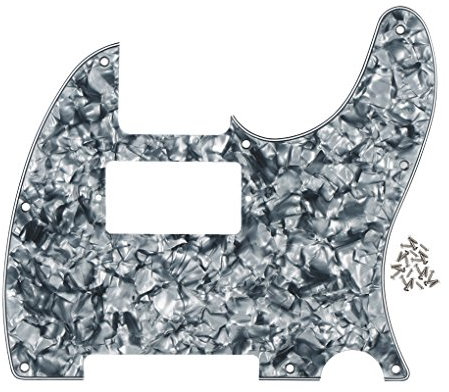Fleor 8-Loch-Tele-Frontplatte, Humbucker-Stil-Schlagbrett für Gitarren im Telecaster-Stil, Ersatz 4 Ply, Grey Pearl