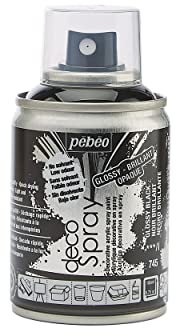 PEBEO - Peinture Acrylique en Spray - Pour la Décoration Multi Supports en Intérieur et Extérieur - Base Eau, Faible Odeur - 100 ml - Finition Brillante - Coloris Noir Brillant
