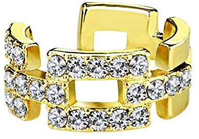 beyoutifulthings Ohr-klemme GLITZERNDE ZIRKONIA VIERECKE clear Ohringe Ohr-ringe Ohr-clip Fake-Piercing Messing Gold