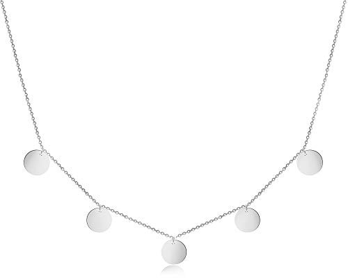 GD GOOD.designs Kette Silber mit Plättchen für Damen - Wasserfest | Silberne 5 Coin Halskette | Boho Schmuck aus Edelstahl