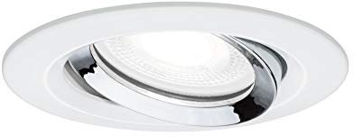 Paulmann 93673 Spot encastré LED Nova Plus rond orientable 6W IP65 gradable projecteurs enc. Blanc dépoli chrome spot Alu zinc lampe enc. 4000 K GU10