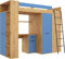 Hochbett mit Schreibtisch, Kleiderschrank und Bücherregal - Loftbett für Kinder - Komplettes Möbelset 236x120x190 cm - 90x200 cm Bettgröße - Rechte Leiter - VERANA - (Eiche Artisan/Blau)