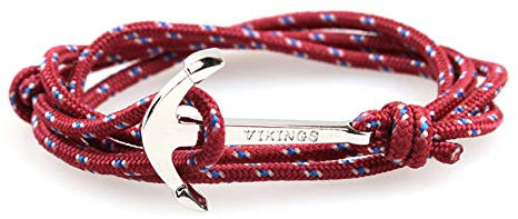ZENSE - Bracelet cordon ancre marine ajustable ZB0317, Rouge