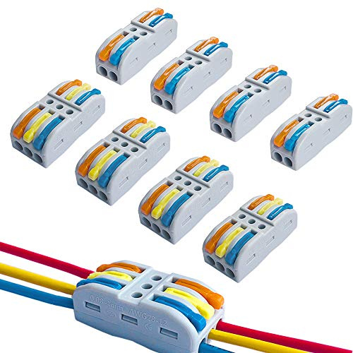 QitinDasen 30Pcs KV212 / KV313 Leva-Dado Cavo Connettori Set, Bilaterale Connettore Conduttore Compatto, Morsettiera Cavo Connettore Molla Rapido (Leva Multicolore)