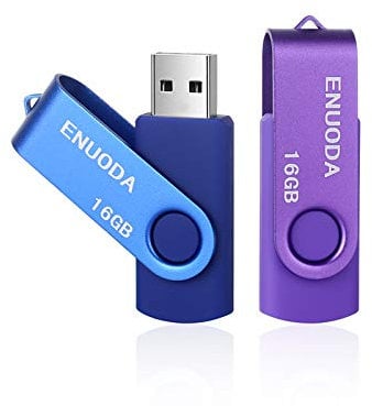 ENUODA 2 Stück 16GB USB Stick Speicherstick Rotate Metall Mehrfarbig High Speed USB 2.0 Flash Drive Pack (Lila Blau)