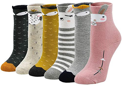 PUTUO Chaussettes Hiver pour Fille Enfant: Chaussette Chaude Thermique Fantaisie Epaisse en Coton pour Fille ans 5-7 6 paires