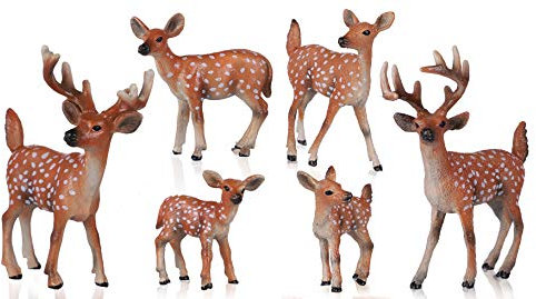 JOKFEICE Deer Toys – Lot de 6 figurines réalistes d'animaux de la forêt – Jouets éducatifs précoces, décoration de gâteau d'anniversaire pour enfants
