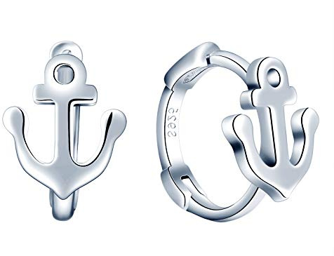 MicVivien Creolen Silber Damen Ohrringe 925 Sterling Silber Anker Creolen Klein Ohrschmuck Geschenk für Frauen und Mädchen