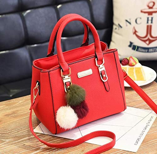 Cllym Luxus-Handtaschen-Weinlese-Leder-Frauen-Beutel-Art- und Damen Handtaschen-Beutel-Leder für Frauen Dame Umhängetasche Handtasche,rot,23x14x18cm
