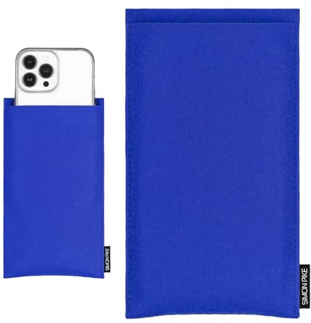 SimonPike Handyhülle passend für Apple iPhone 17 Pro Max | 16 Pro Max | 15 Pro Max (Gr. M) | Boston blau Filztasche aus Wollfilz Handy/Smartphone Tasche