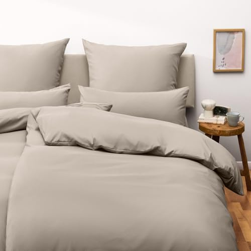 Blumtal - Biancheria da letto in microfibra 155 x 220 e 50 x 80 (1 x) - Tortora
