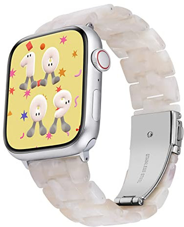 BINLUN Compatible with Apple Watch Straps 38mm 40mm 41mm 42mm-S10 for Women Men, Ladies Resin Watch Band Compatible with iWatch Series 11/10/9/8/7/6/5/4/3/2/1/Ultra/Ultra 3 2/SE/SE3 2(Pearl Pink)