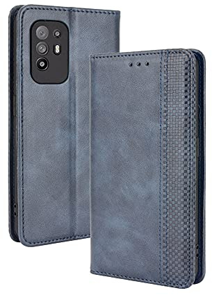 WEIOU Leather Folio Cover per OPPO A94 5G (Reno 5Z), Custodia in Pelle PU Magnetica Libro Flip Portafoglio con [Funzione Stand]. Blu