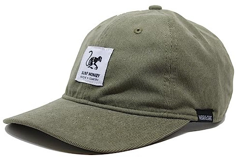 DRESSED IN MUSIC PLAY WITH ME Baseballmütze Classic Surf Monkey® - Dad Cap ohne Struktur - Lammbaumwolle, olivgrün, 58