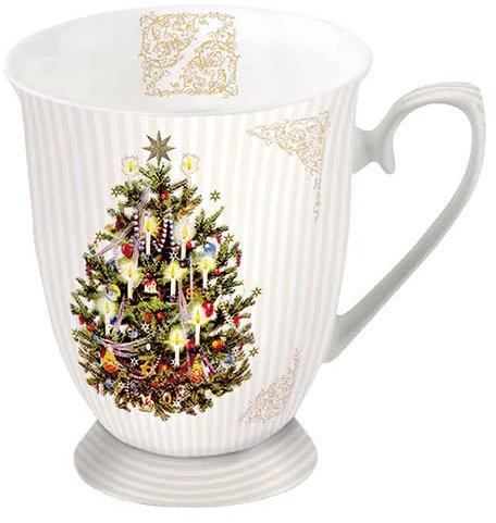 Ambiente Porzellan Becher ca. 250ml für Kaffee oder tee Herbst winter weihnachten Christmas X-Mas Tree Cream