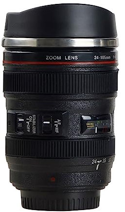 SHEEPPING Taza Objetivo de Cámara, Taza de Café con Lente de Acero Inoxidable, Taza de Viaje, Taza de Lente 350 ml para Fotógrafo