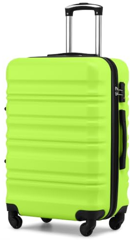COOLIFE 24 Inch Medium Suitcase – Hard Shell Lightweight ABS+PC Luggage | 360° Silent Wheels & TSA Lock, Medium Hand Luggage Suitcase for Studying Abroad, Cruises & International Travel, Apple Green