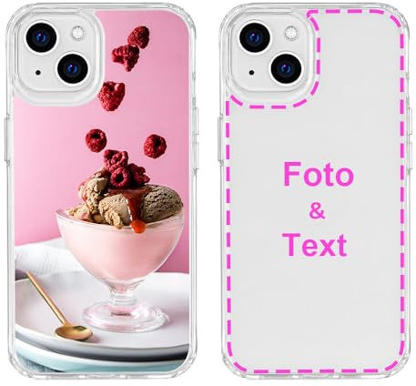MXCUSTOM Personalisierte Handyhülle für Apple iPhone 13, Benutzerdefiniert Hülle mit Eigenem Foto Bild Text Schutzhülle [Weicher Polsterstoßfänger + Harter Rückseite] (HIC-CR-P1)