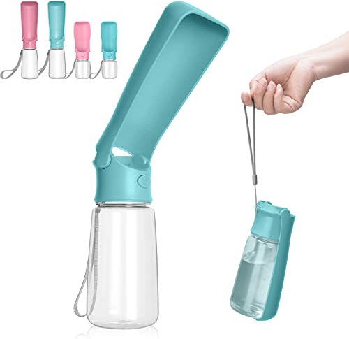 Canareen Portable Dog Water Bottle, Leak Proof Travel Water Bottle for Dogs & Cats, Foldable Dog Drinking Bottles for Walking, Hiking, Outdoor Activities (550ml, Green)