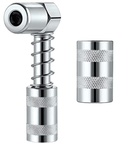 Caffney 90 Degree Grease Coupler with Sleeve 3000-4500PSI 90 Degrees Grease Adapter for Tight Spaces Snaps onto 3 Jaw Angle Grease Fittings Tool for Auto Farm Truck Industrial Use