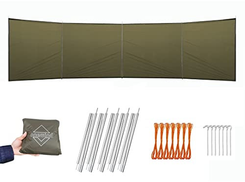 Onewind Pare-vent de camping, coupe-vent polyvalent et résistant à l'eau en silnylon pour l'hiver, la randonnée, la plage, la randonnée et le pique-nique, 50 x 139,7 cm, poteaux inclus