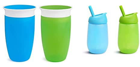 Munchkin Miracle 360 Sippy Cup, Toddler Cup, BPA Free Baby & Toddler Cups, Non Spill Cup & Simple Clean Toddler Cup Set with Straw, BPA Free Non Spill Cup, Dishwasher Safe Leakproof Silicone